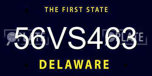 56VS463 Delaware License Plate