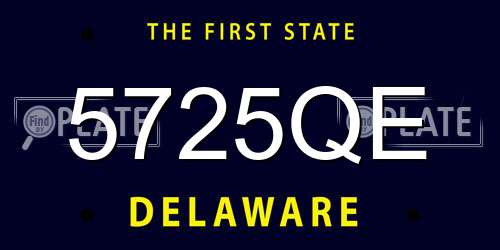 5725QE Delaware License Plate
