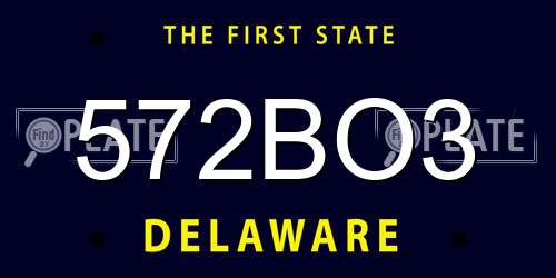 572BO3 Delaware License Plate