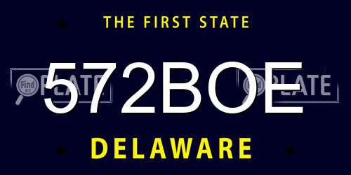 572BOE Delaware License Plate