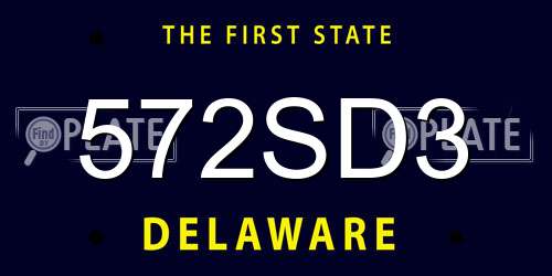 572SD3 Delaware License Plate