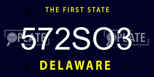 572SO3 Delaware License Plate