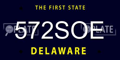 572SOE Delaware License Plate