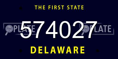 574027 Delaware License Plate