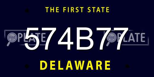 574B77 Delaware License Plate