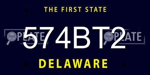 574BT2 Delaware License Plate