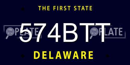 574BTT Delaware License Plate