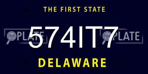 574IT7 Delaware License Plate