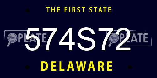 574S72 Delaware License Plate