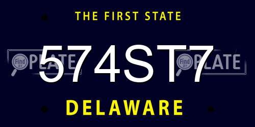 574ST7 Delaware License Plate