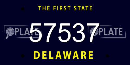 57537 Delaware License Plate