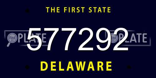 577292 Delaware License Plate