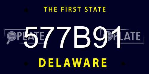 577B91 Delaware License Plate