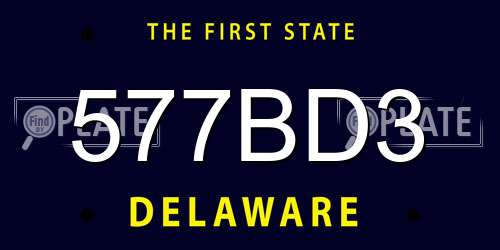 577BD3 Delaware License Plate