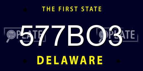 577BO3 Delaware License Plate