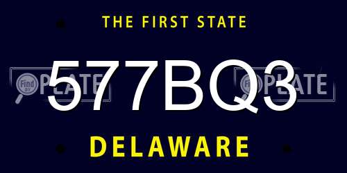 577BQ3 Delaware License Plate