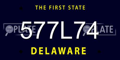 577L74 Delaware License Plate