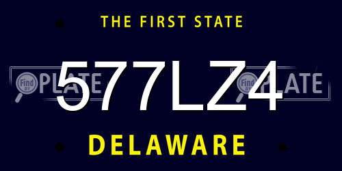 577LZ4 Delaware License Plate