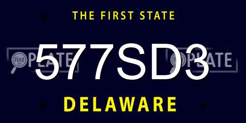 577SD3 Delaware License Plate