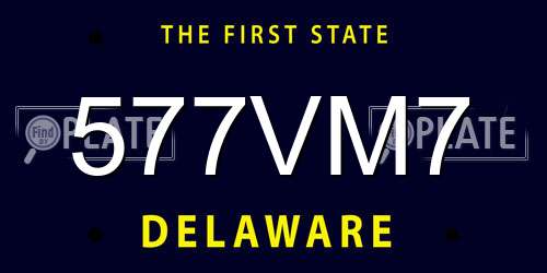 577VM7 Delaware License Plate
