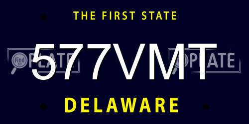 577VMT Delaware License Plate