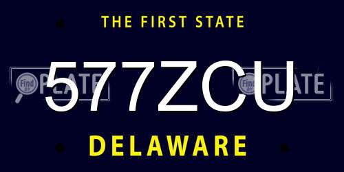 577ZCU Delaware License Plate