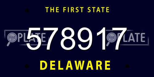 578917 Delaware License Plate