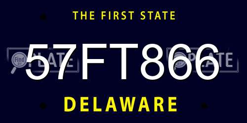 57FT866 Delaware License Plate