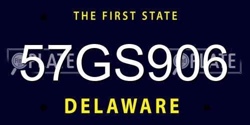 57GS906 Delaware License Plate