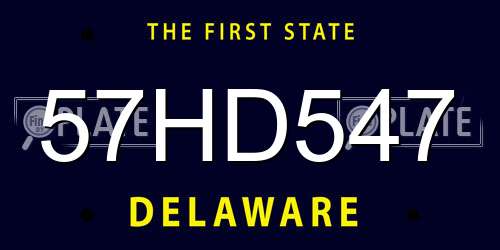 57HD547 Delaware License Plate