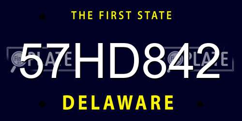 57HD842 Delaware License Plate