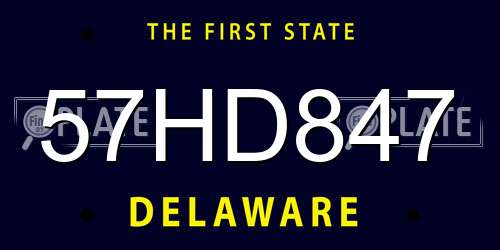 57HD847 Delaware License Plate