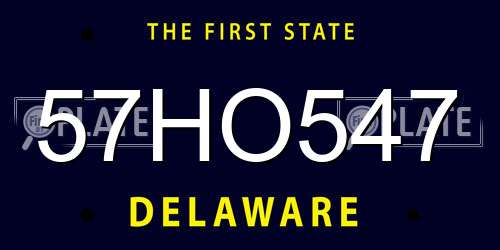 57HO547 Delaware License Plate
