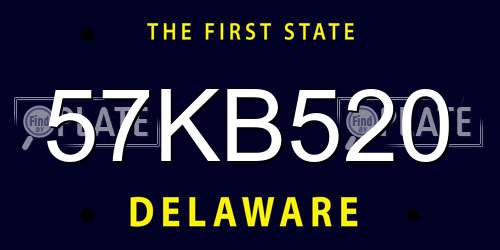 57KB520 Delaware License Plate