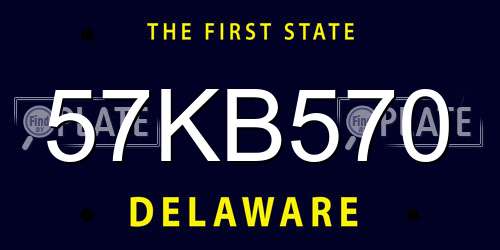 57KB570 Delaware License Plate
