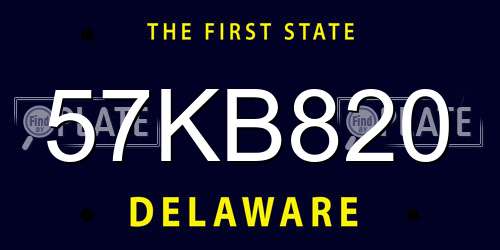 57KB820 Delaware License Plate