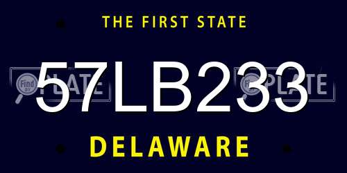 57LB233 Delaware License Plate