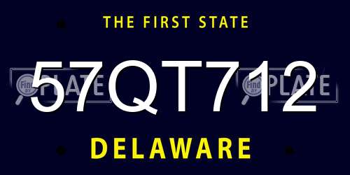 57QT712 Delaware License Plate