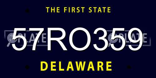 57RO359 Delaware License Plate