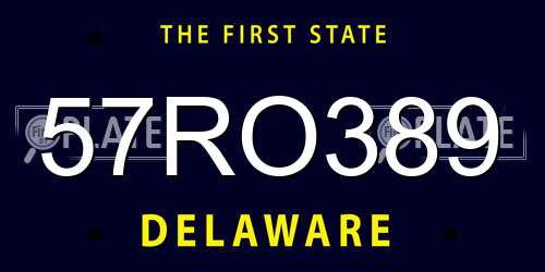 57RO389 Delaware License Plate