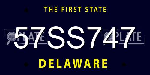 57SS747 Delaware License Plate