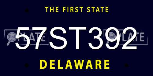 57ST392 Delaware License Plate