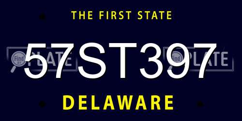 57ST397 Delaware License Plate