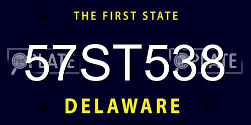 57ST538 Delaware License Plate