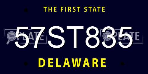 57ST835 Delaware License Plate