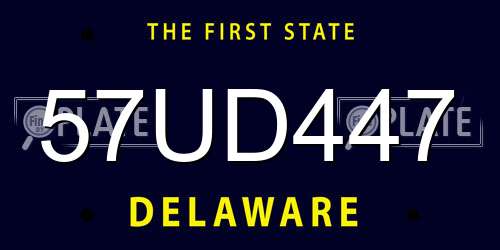 57UD447 Delaware License Plate