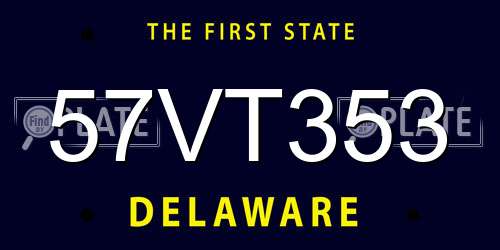 57VT353 Delaware License Plate