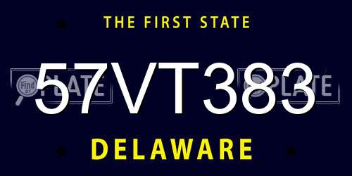 57VT383 Delaware License Plate
