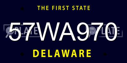 57WA970 Delaware License Plate
