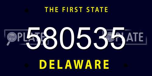 580535 Delaware License Plate